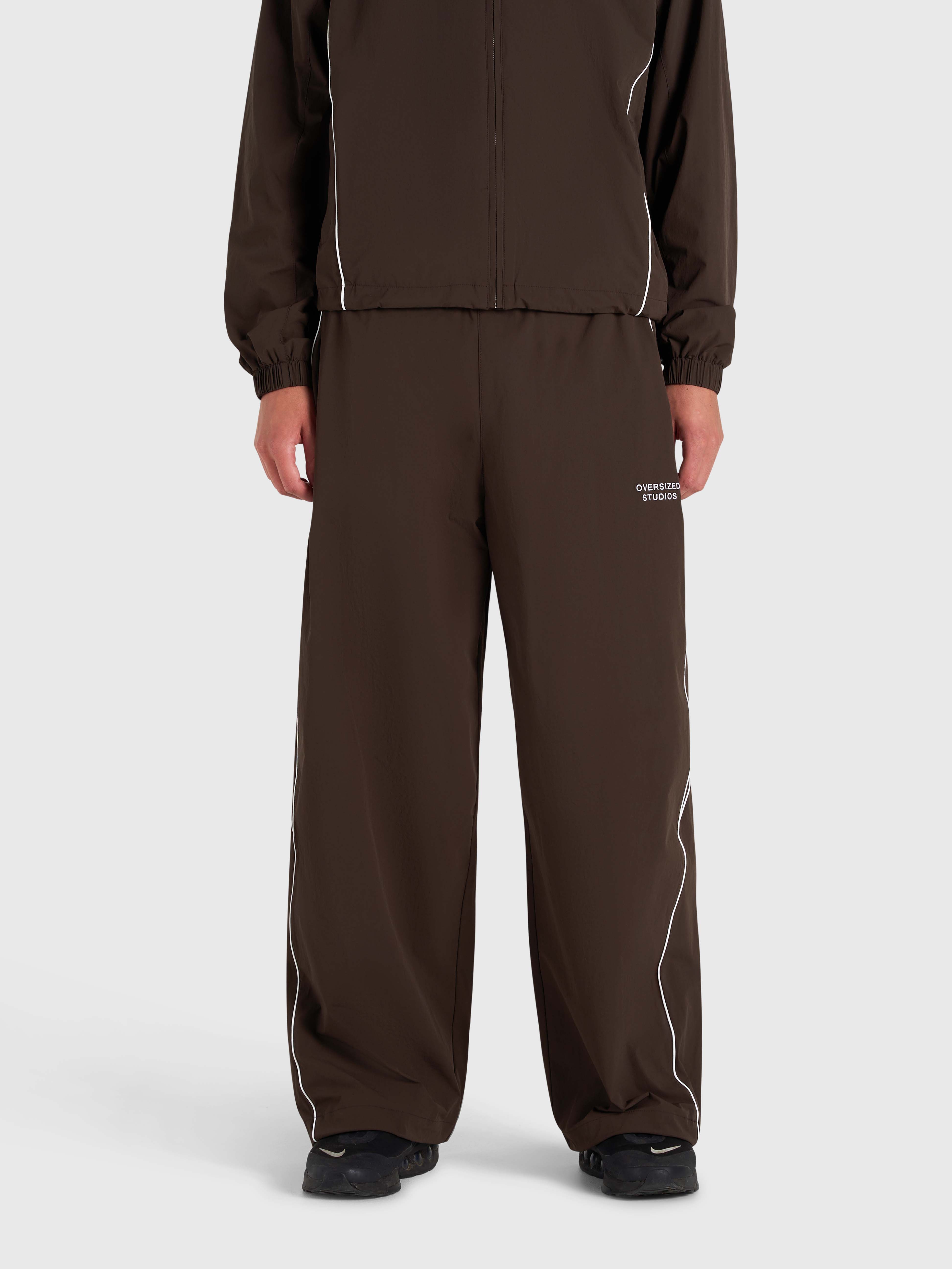 Active Track Pants - Brown/White