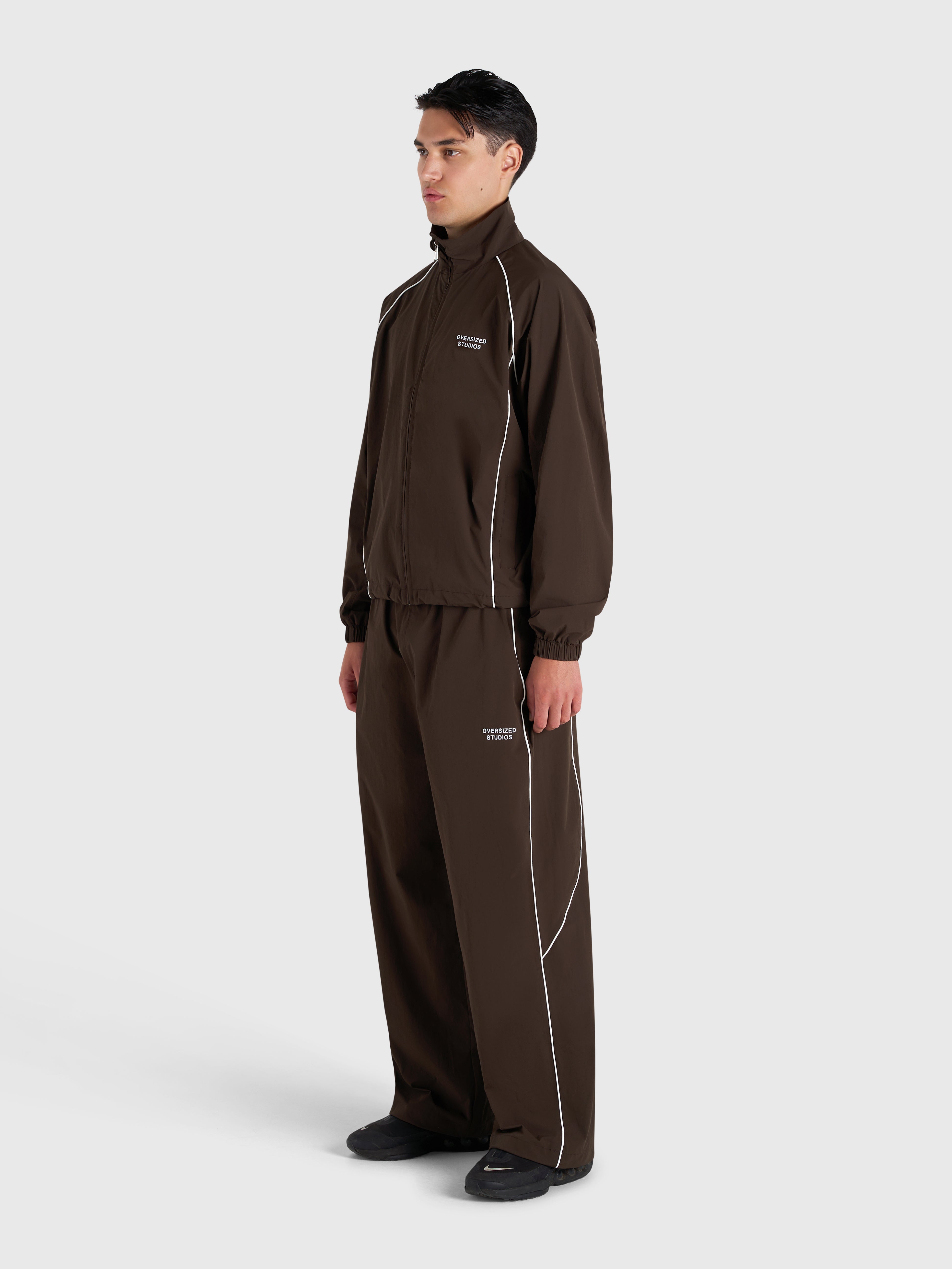 Active Track Pants - Brown/White