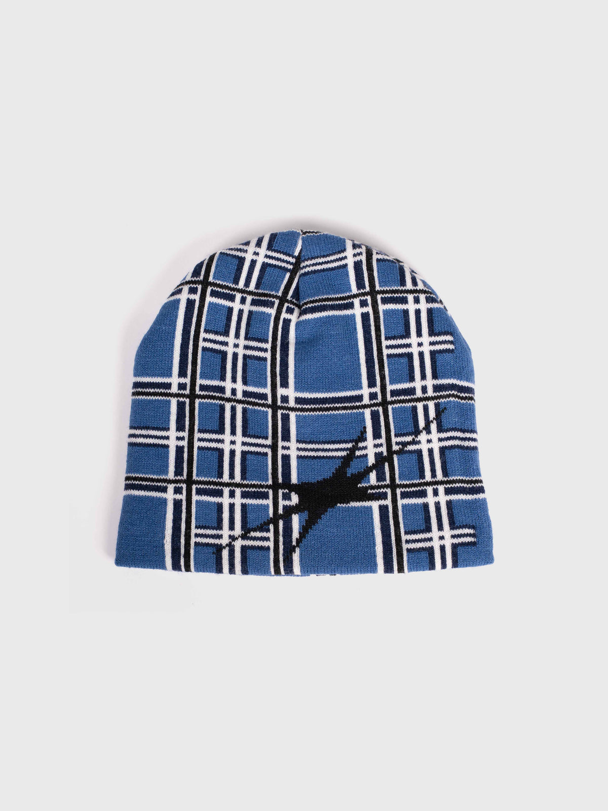 Check Beanie - Blue/White