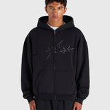 Contrast Zip Hoodie - Vintage Black/White