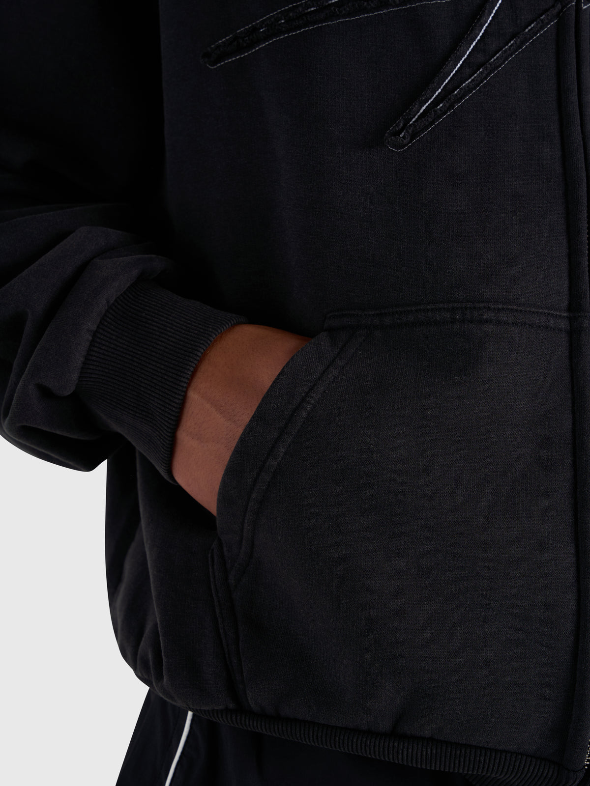 Contrast Zip Hoodie - Vintage Black/White