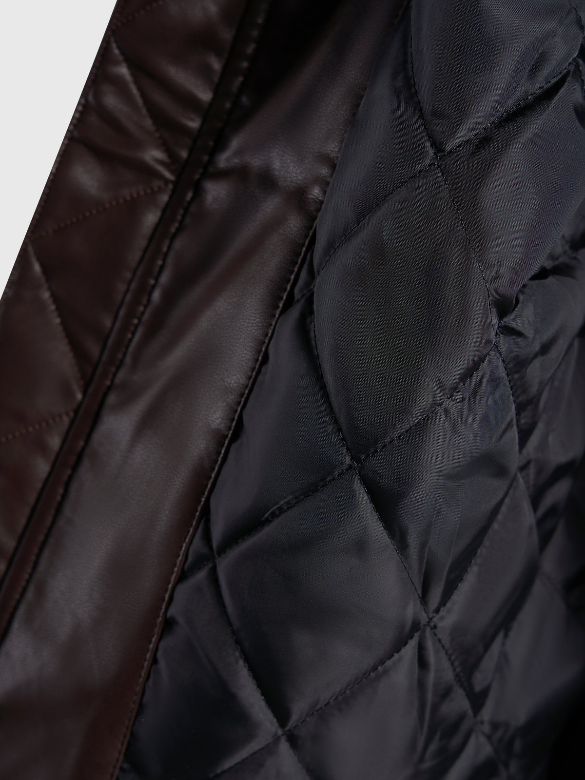 Faux Leather Bomber Jacket - Brown/Black