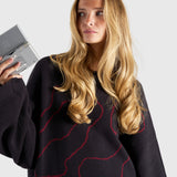 Contour Knit Sweater - Black/Red