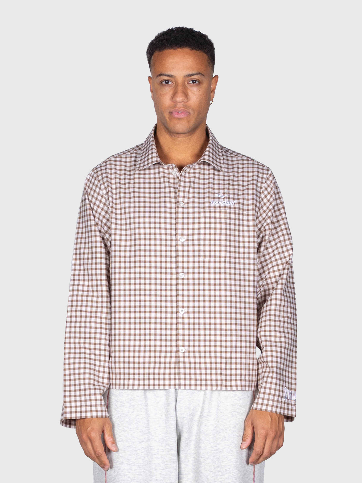 Checkered Long Sleeve Shirt - Brown