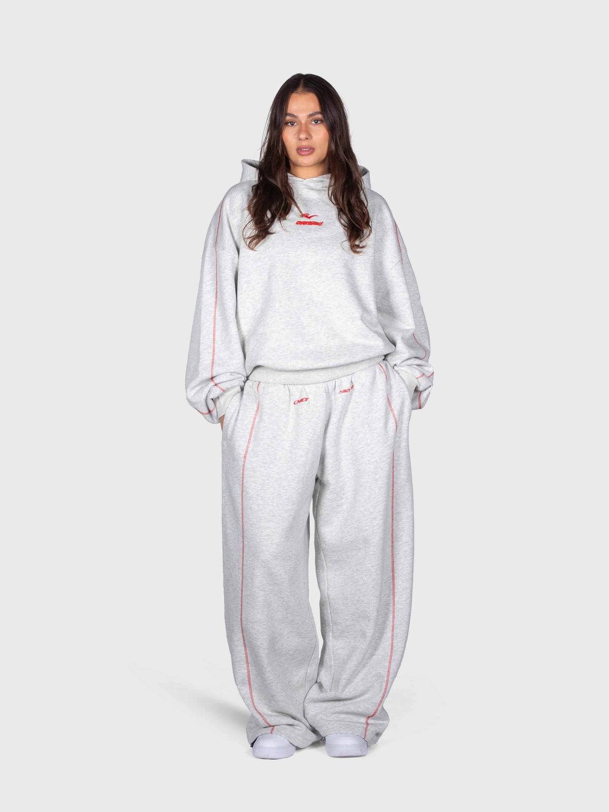 Corner Hoodie - Cloudy Grey/Red