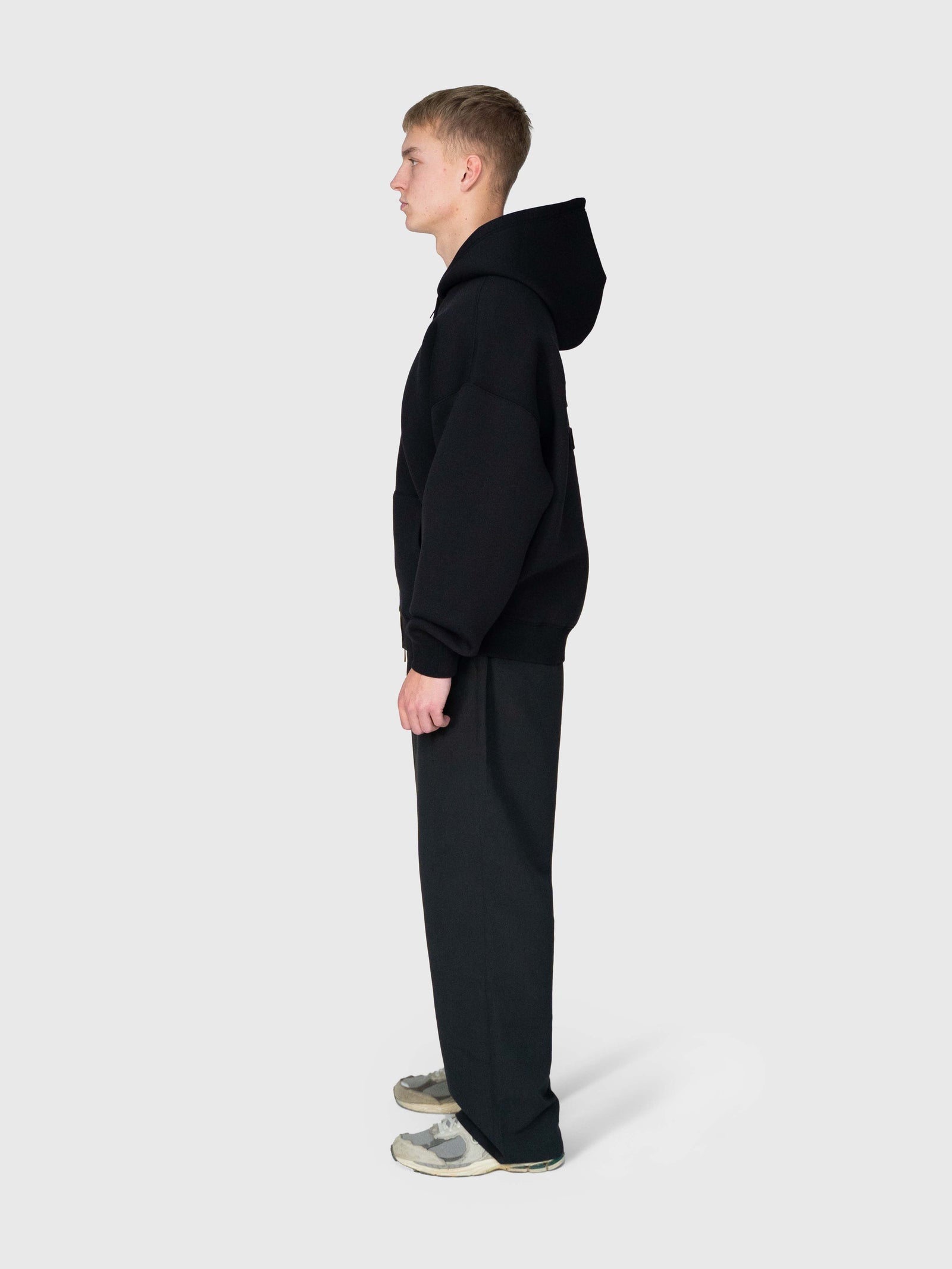 Scuba Embossed Zip Hoodie - Black