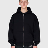 Scuba Embossed Zip Hoodie - Black