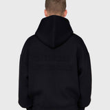 Scuba Embossed Zip Hoodie - Black