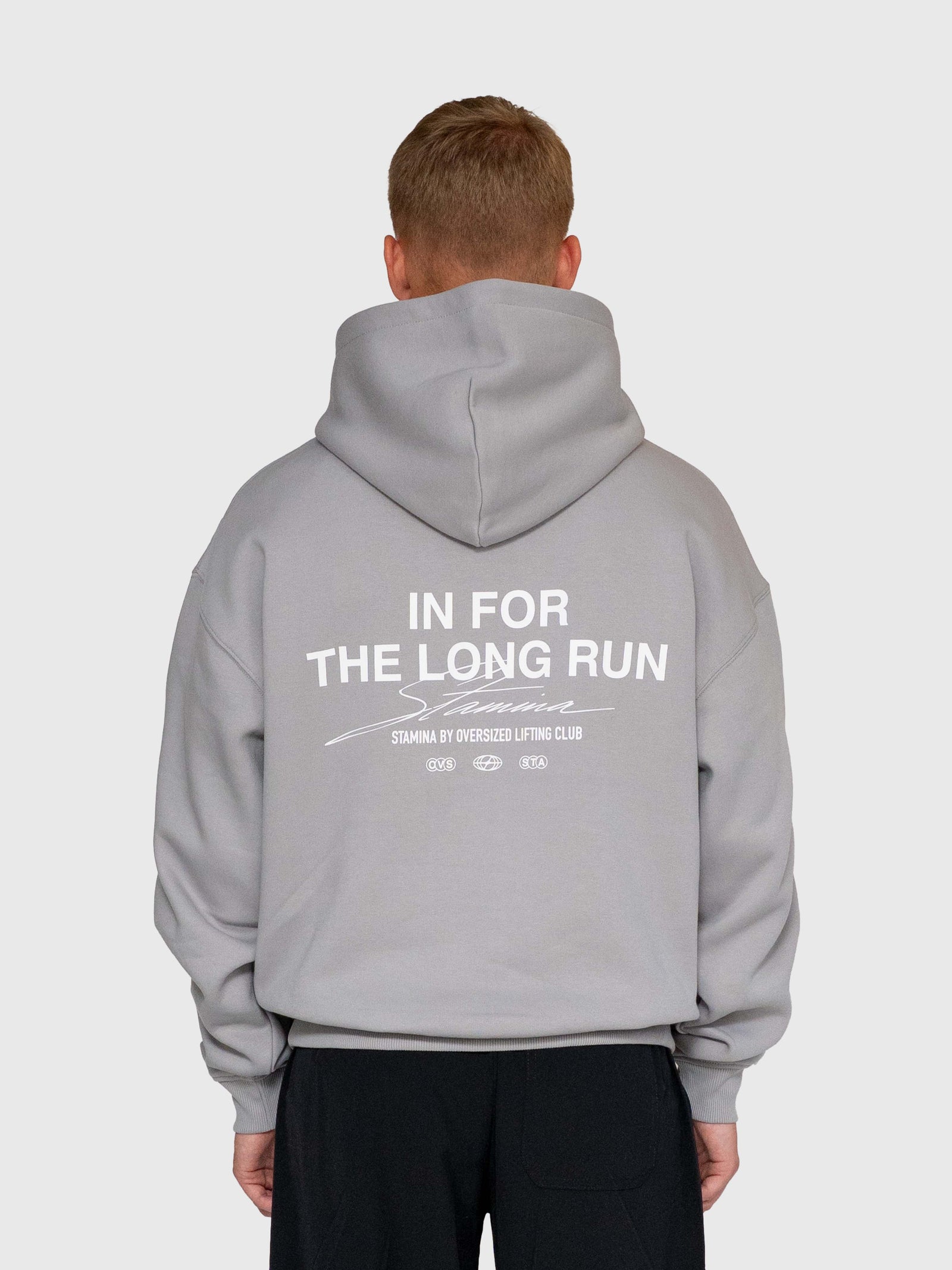 Long Run Hoodie - Neutral Grey/White
