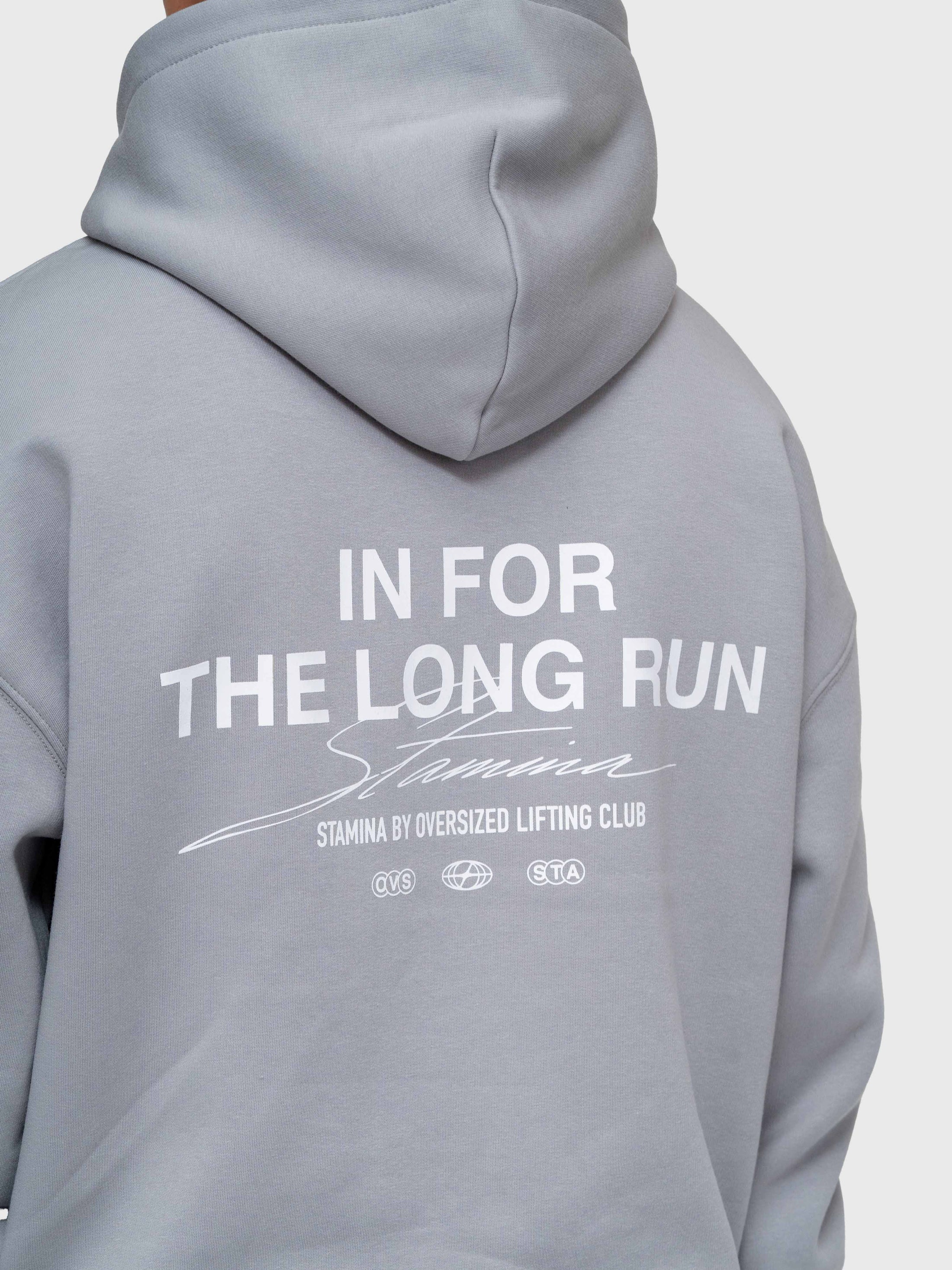Long Run Hoodie - Neutral Grey/White