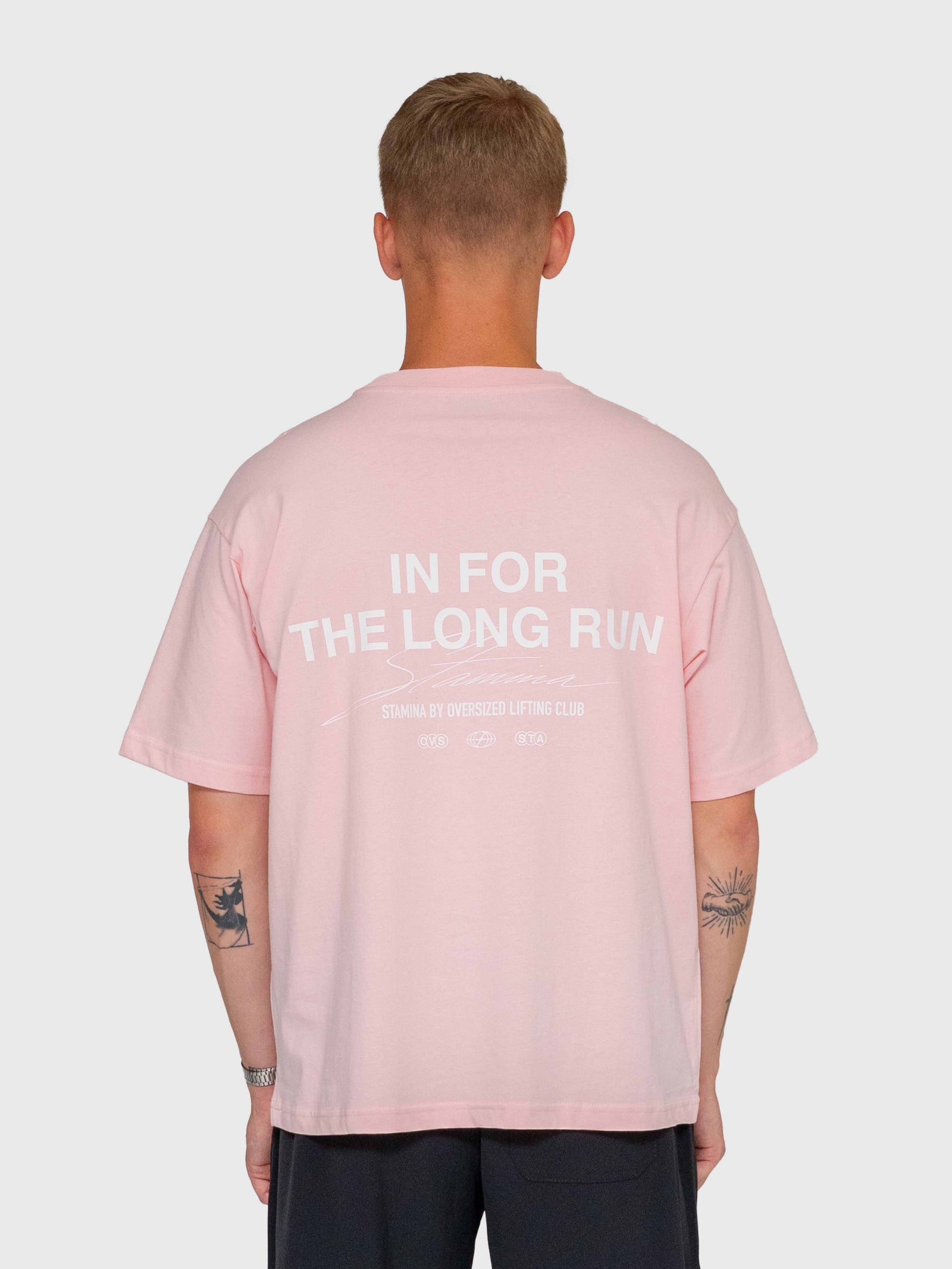 Long run Box Tee - Pink/White