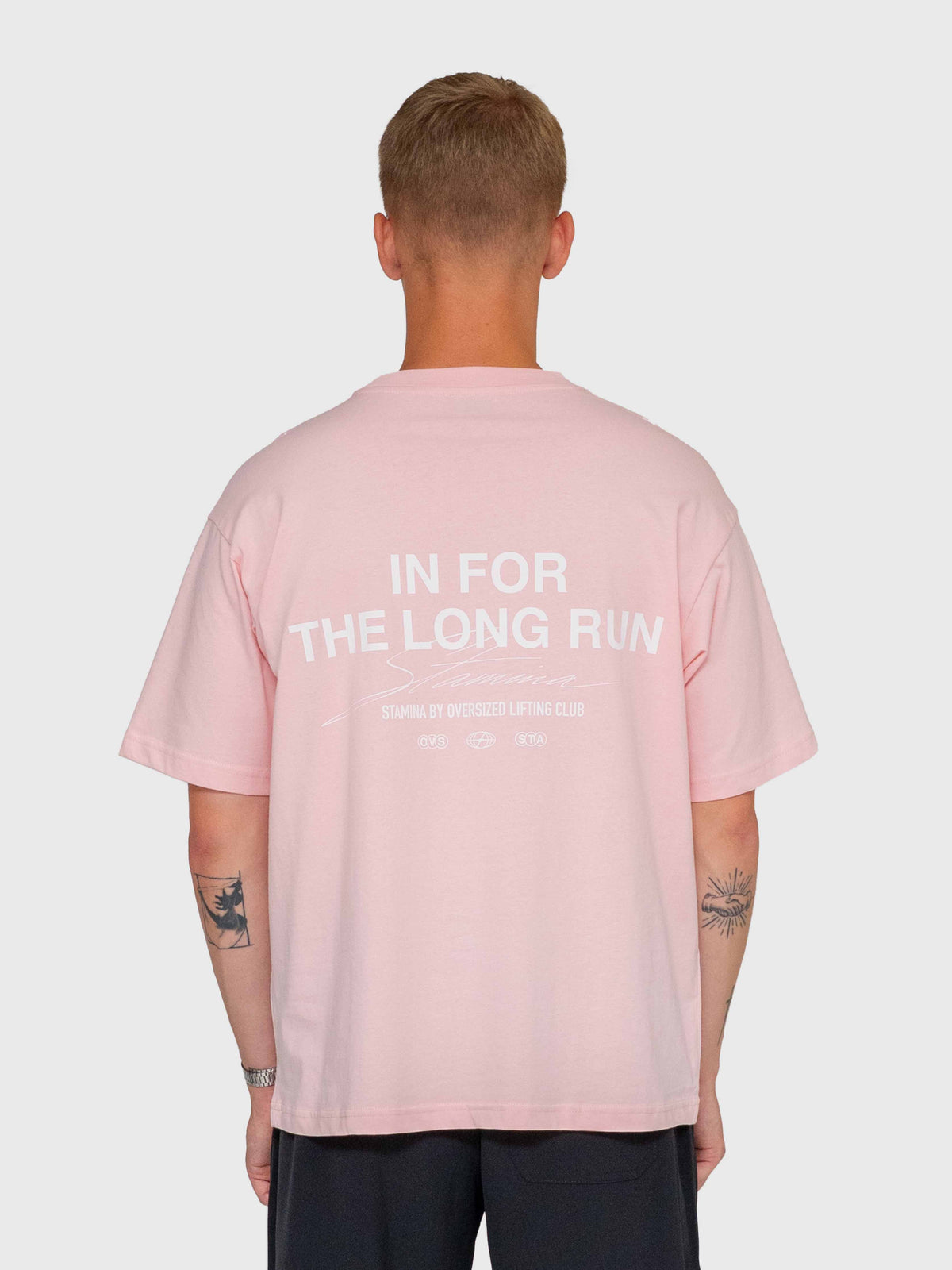 Long run Box Tee - Pink/White