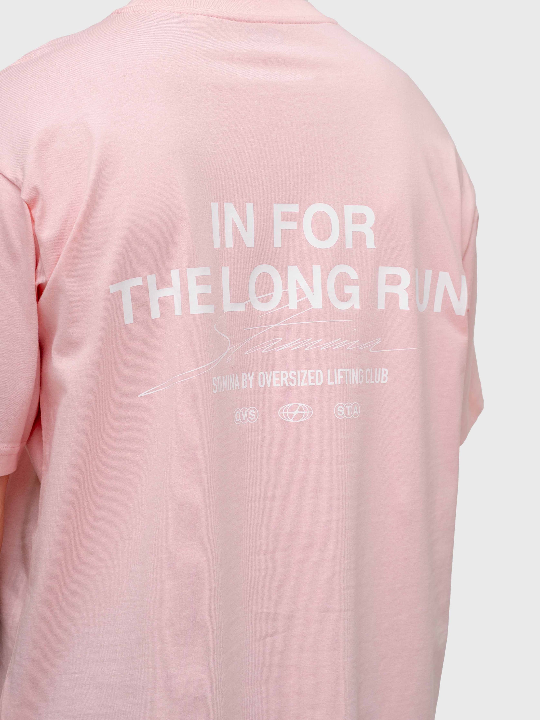 Long run Box Tee - Pink/White