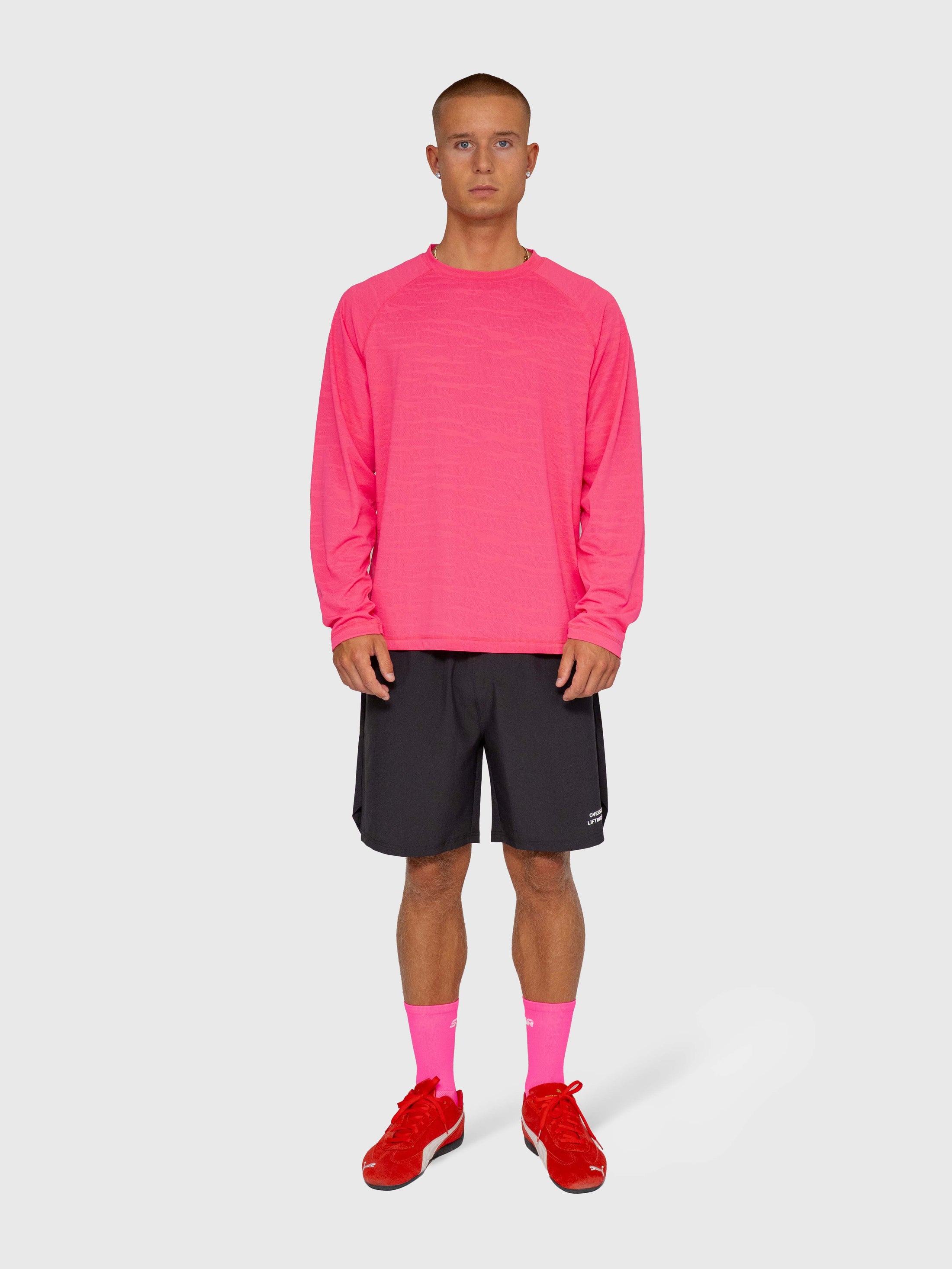 Logo Active Long Sleeve - Hot Pink/White