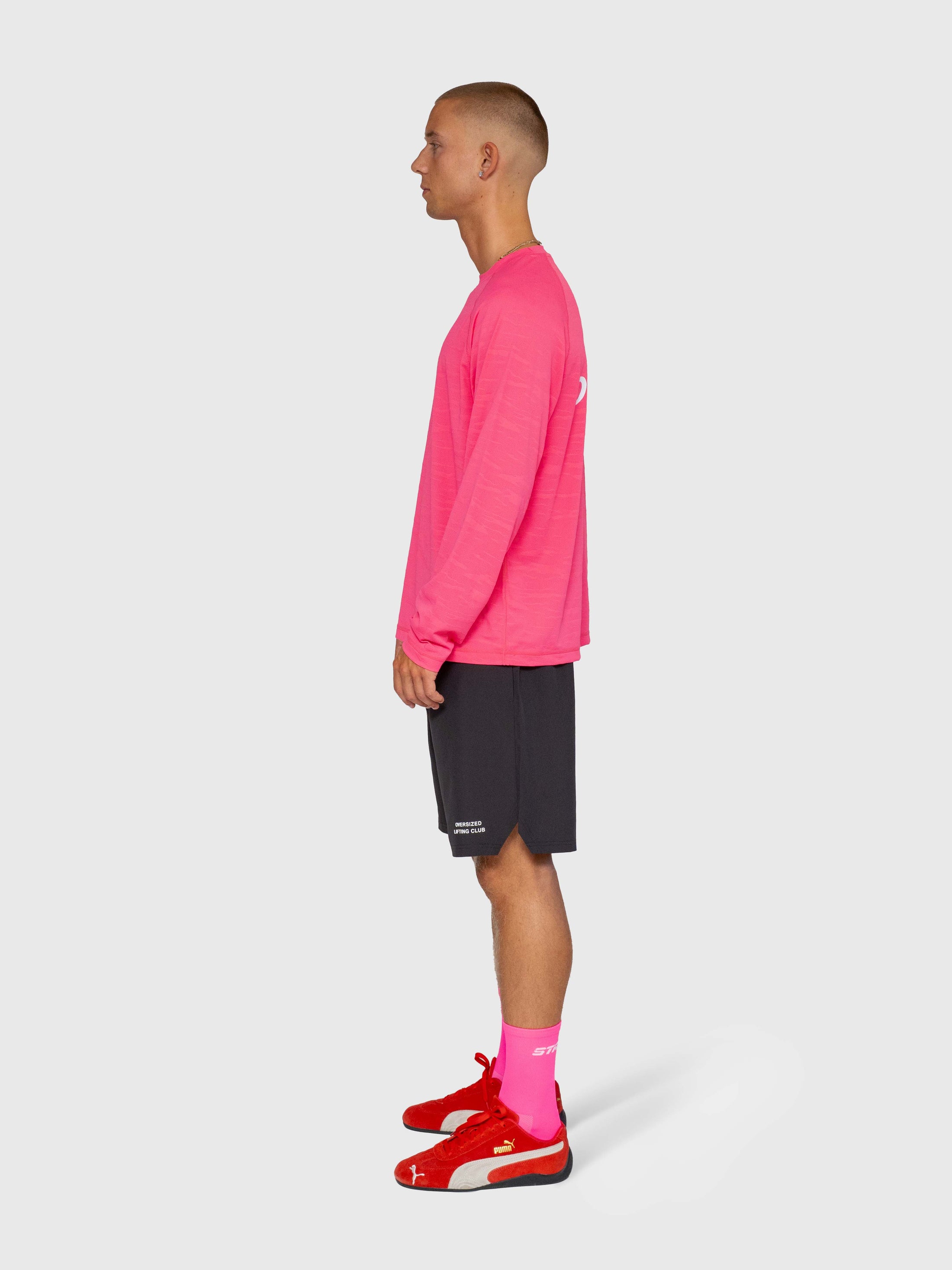 Logo Active Long Sleeve - Hot Pink/White