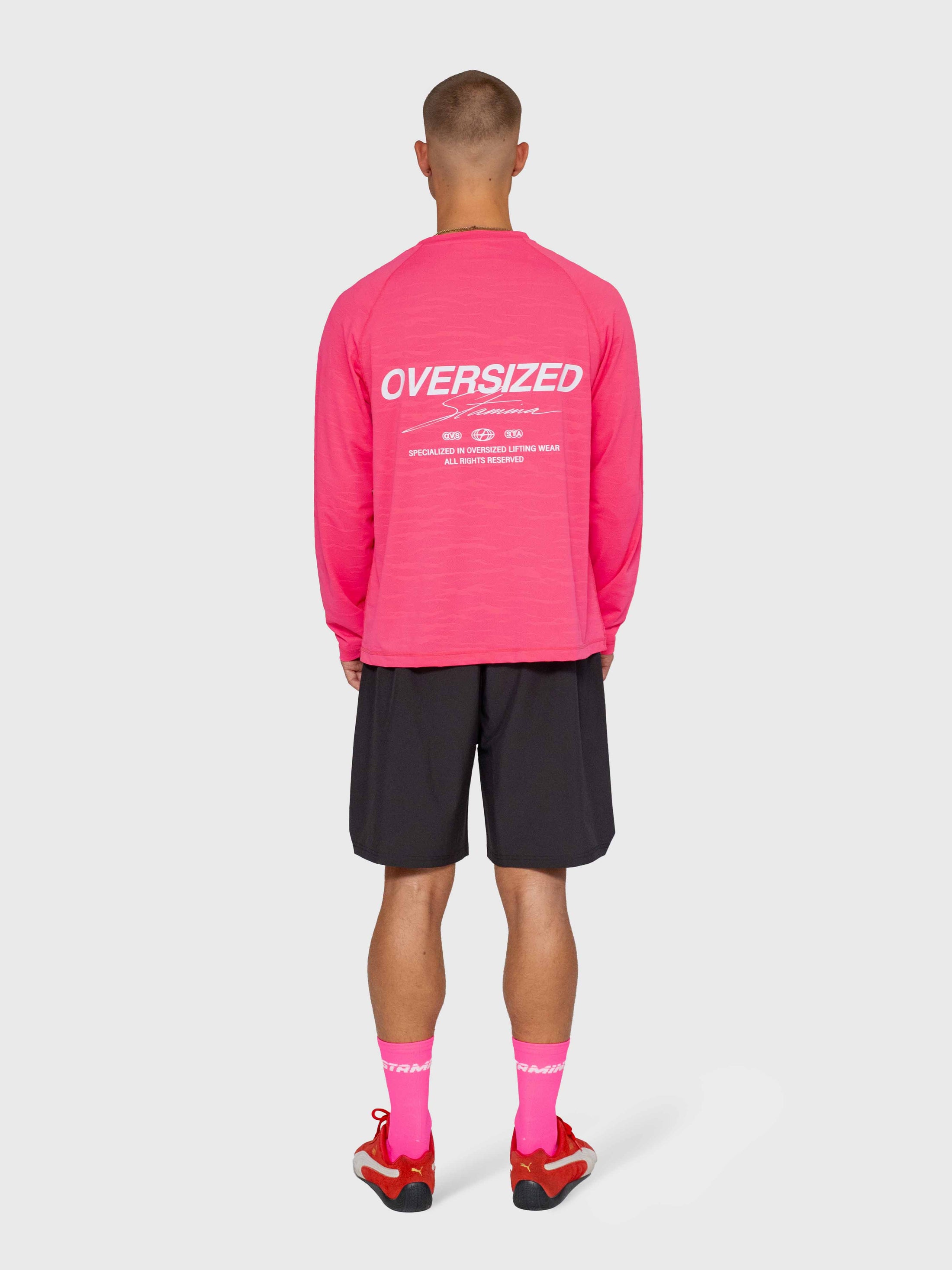 Logo Active Long Sleeve - Hot Pink/White