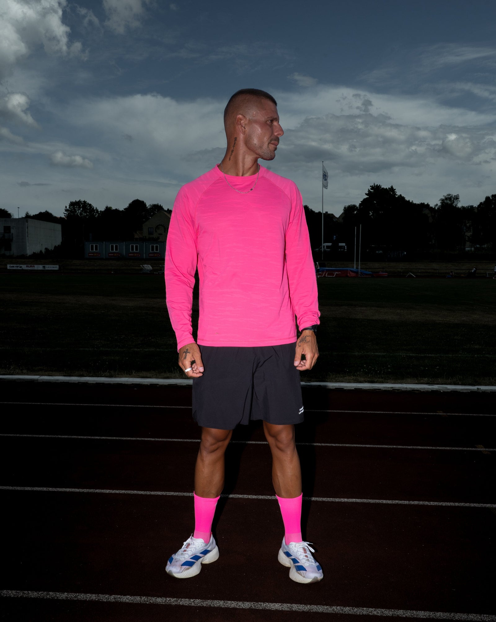 Logo Active Long Sleeve - Hot Pink/White