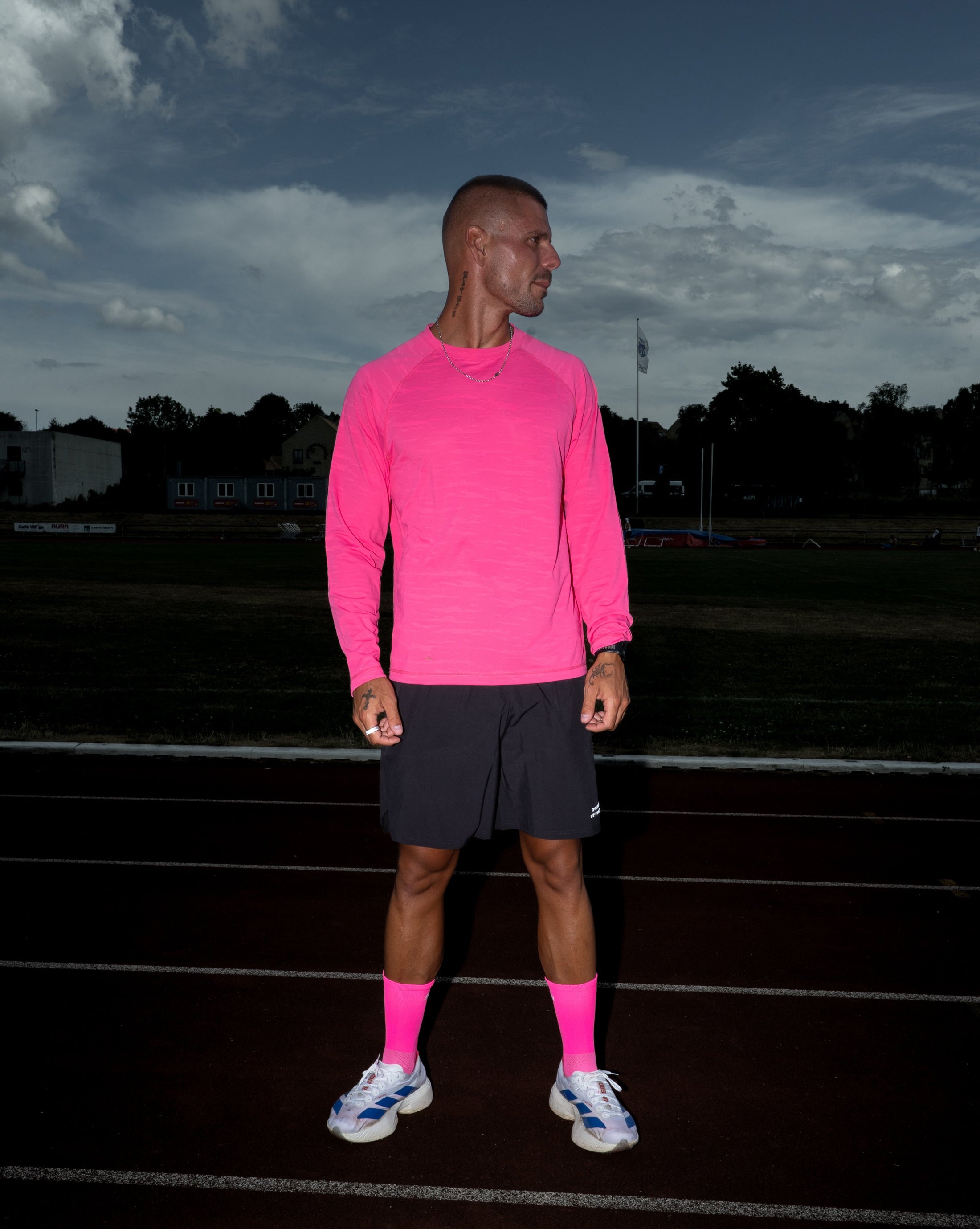 Logo Active Long Sleeve - Hot Pink/White