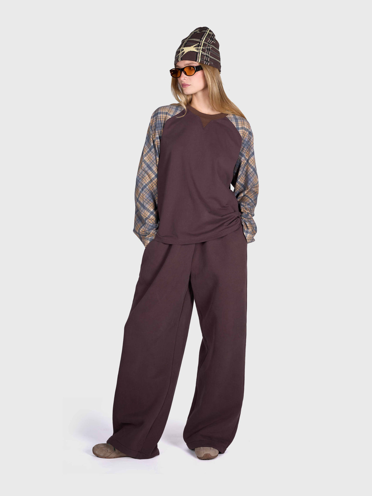 Tartan Raglan Long Sleeve - Brown/Brown