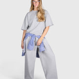 Tartan Baggy Sweatpants - Cloudy Grey/Blue