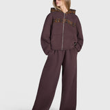 Tartan Applique Zip Hoodie - Brown/Brown