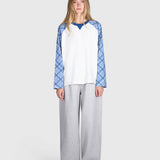 Tartan Raglan Long Sleeve - White/Blue