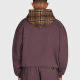 Tartan Applique Zip Hoodie - Brown/Brown