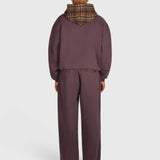 Tartan Applique Zip Hoodie - Brown/Brown