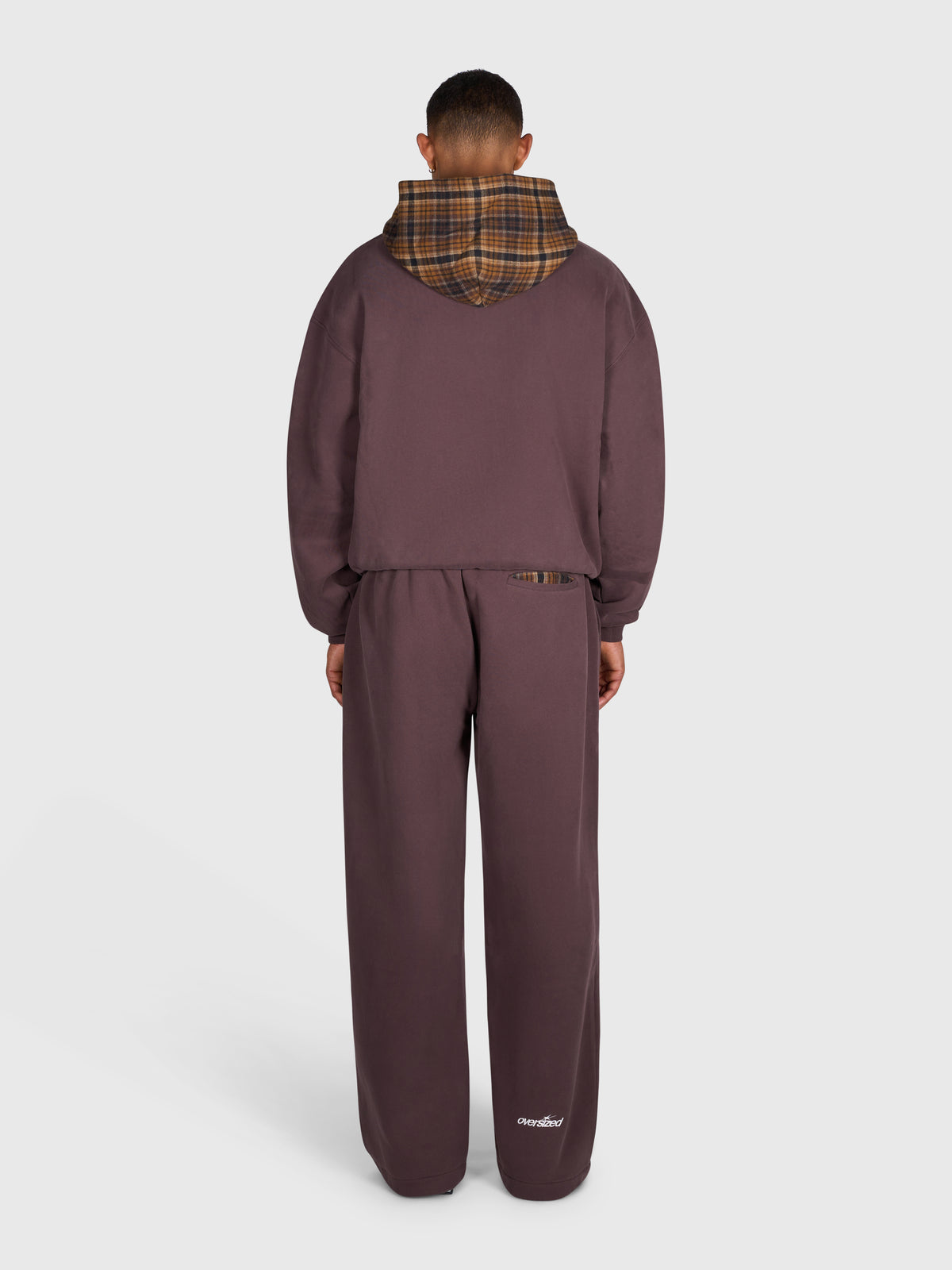 Tartan Applique Zip Hoodie - Brown/Brown