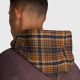 Tartan Applique Zip Hoodie - Brown/Brown