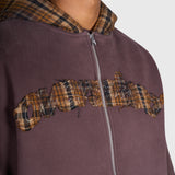 Tartan Applique Zip Hoodie - Brown/Brown