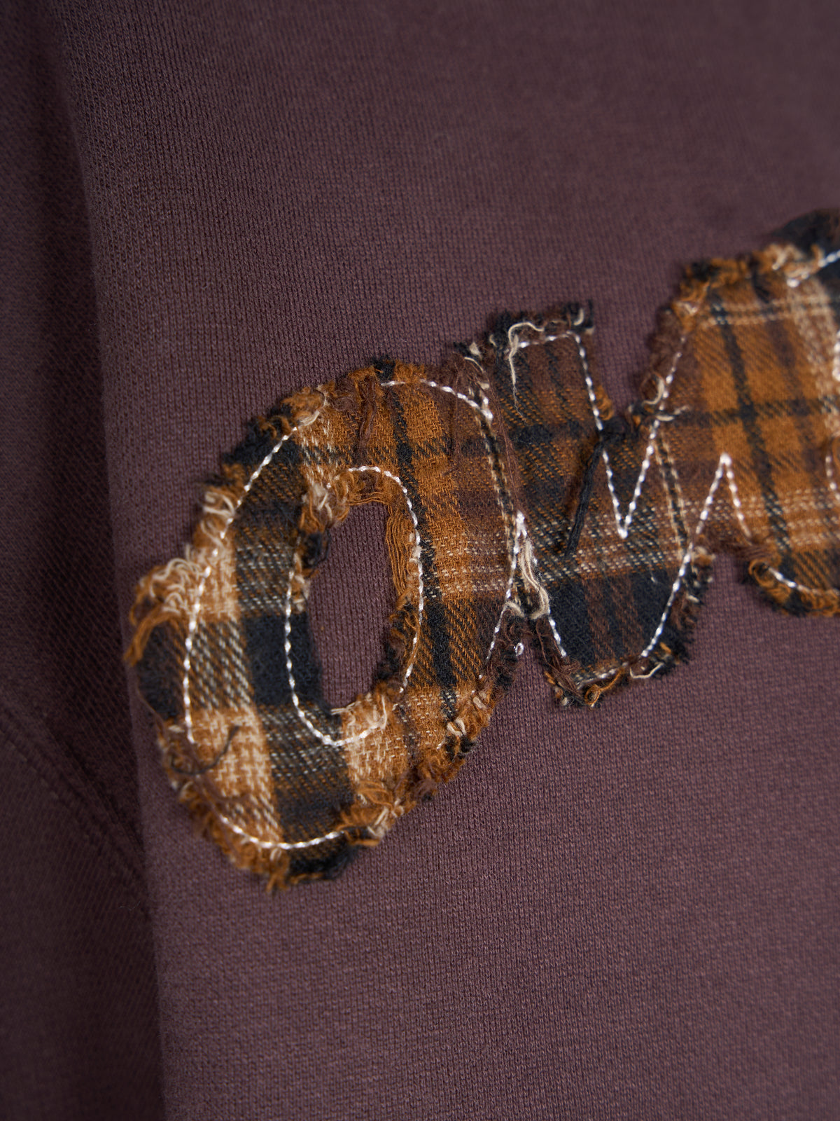 Tartan Applique Zip Hoodie - Brown/Brown