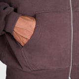 Tartan Applique Zip Hoodie - Brown/Brown