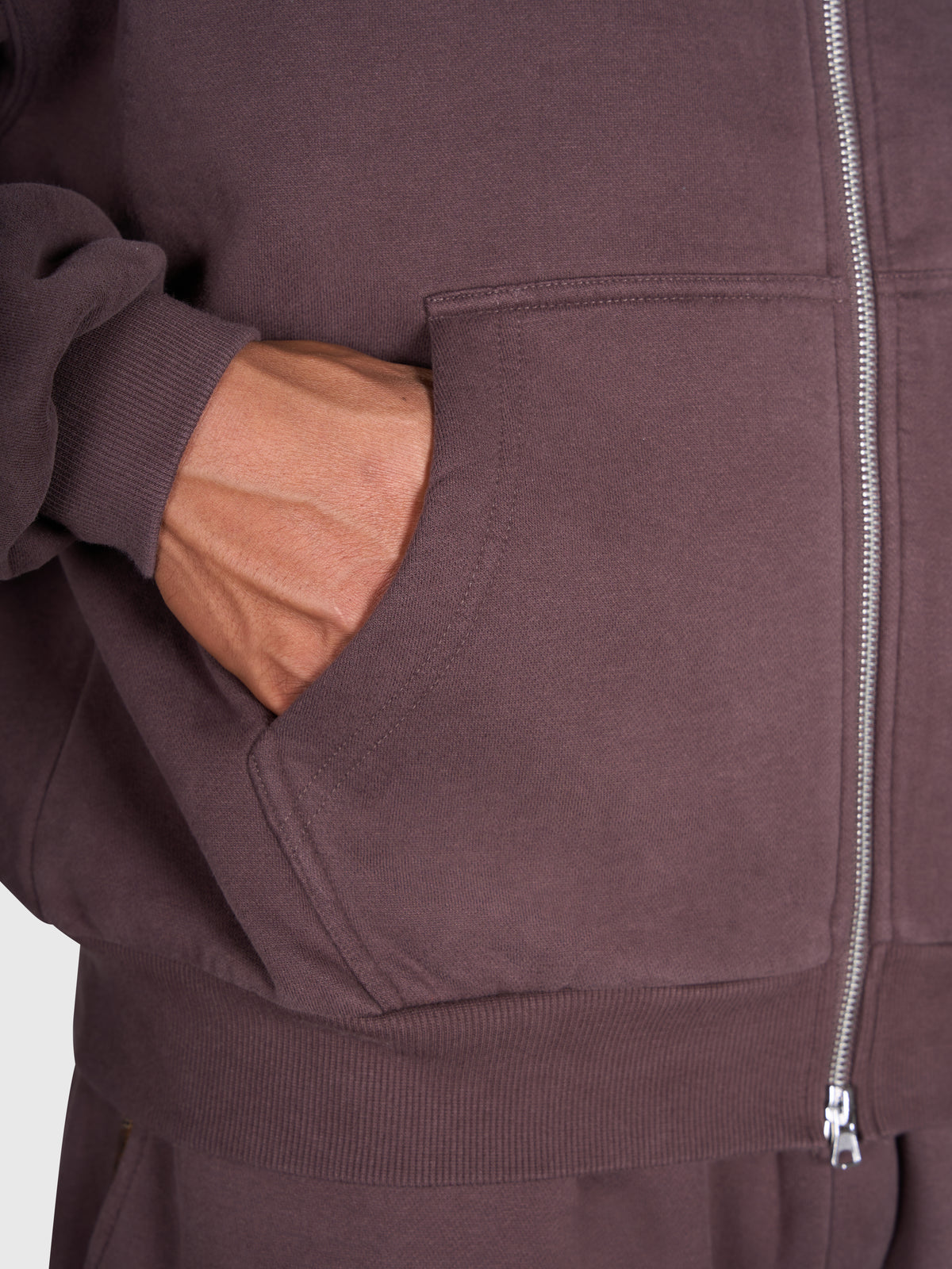 Tartan Applique Zip Hoodie - Brown/Brown
