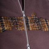 Tartan Applique Zip Hoodie - Brown/Brown