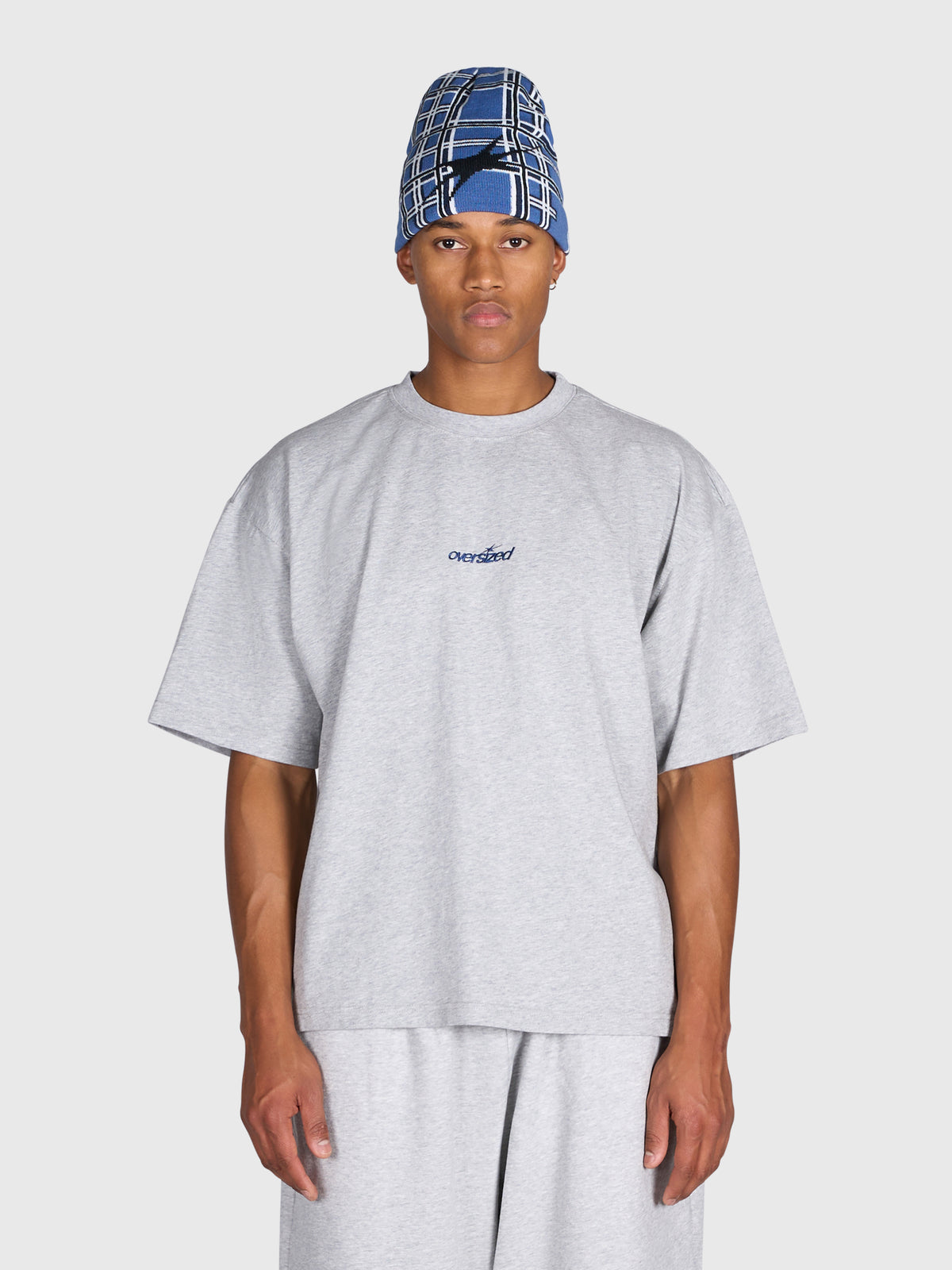 Check Beanie - Blue/White