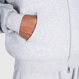 Tartan Applique Zip Hoodie - Cloudy Grey/Blue