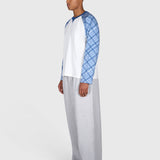 Tartan Raglan Long Sleeve - White/Blue