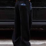 Tartan Baggy Sweatpants - Black/Blue